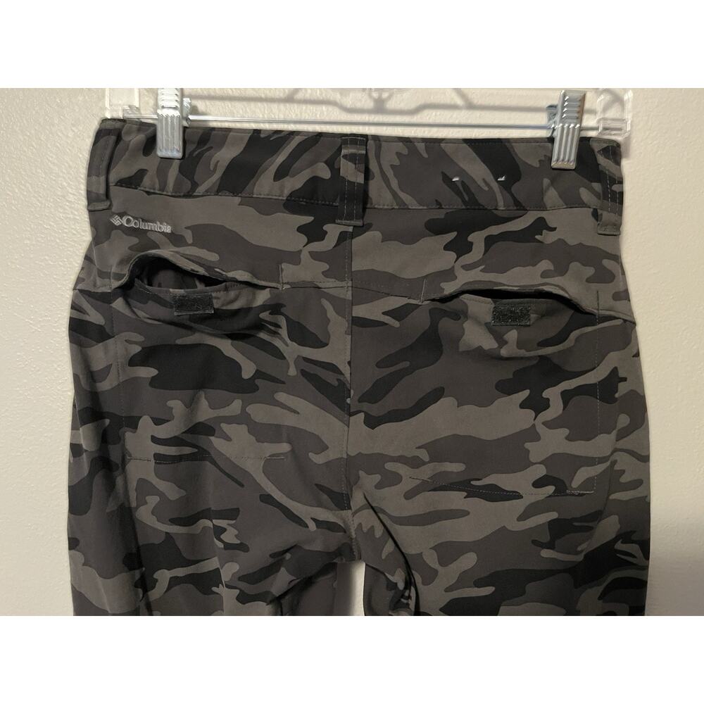 Columbia Camo Pants Womens 4 Green Hiking Utility Trail Omni-Shield Roll Tab Hem - Picture 7 of 14